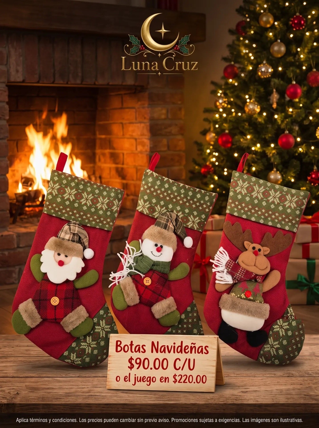 Botas navideñas rojo y verde